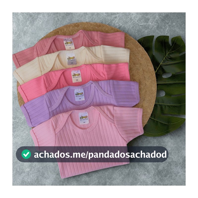 Kit 5 Peças Manga Curta Body Avulso Gola Envelope Feminino RN 100% Algodao Canelado