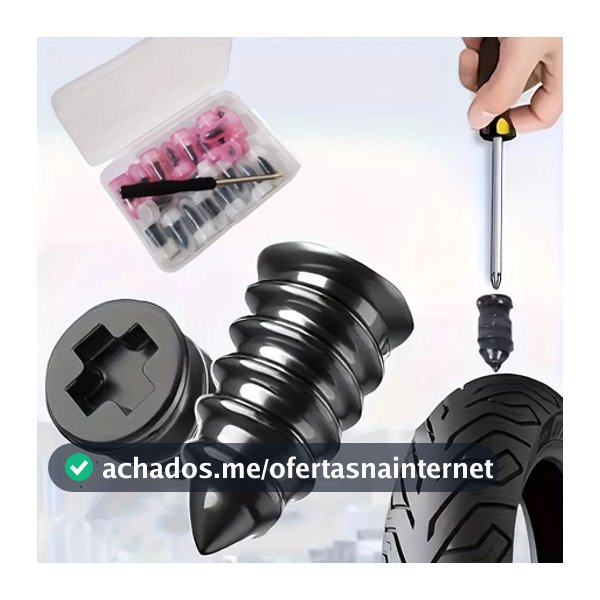 Kit 20 Pinos Reparo De Pneus Sem Câmara Auto-Roscantes Borracha Para Moto Carro Bicicleta