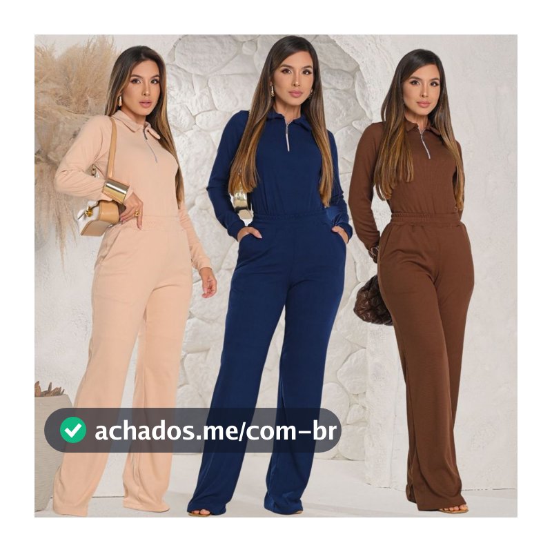 Conjunto Feminino Calça e Blusa Longa Forrado Inverno Frio