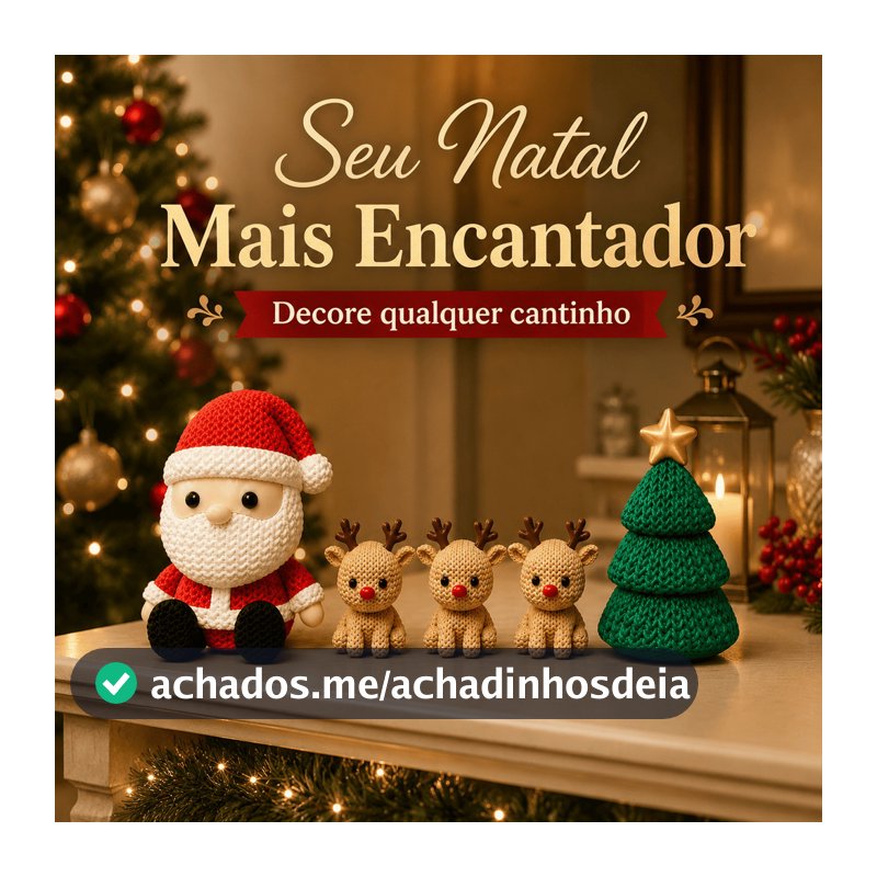 Kit Decoração Natalina Vila de Natal Papai Noel 3 Renas Árvore Presente Natal