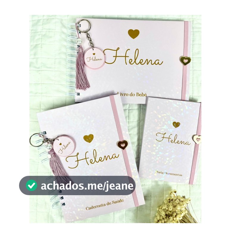 Kit Minimalista Personalizado Livro do Bebê, Caderneta de Vacinação, Porta Documentos Meninas e Meninos