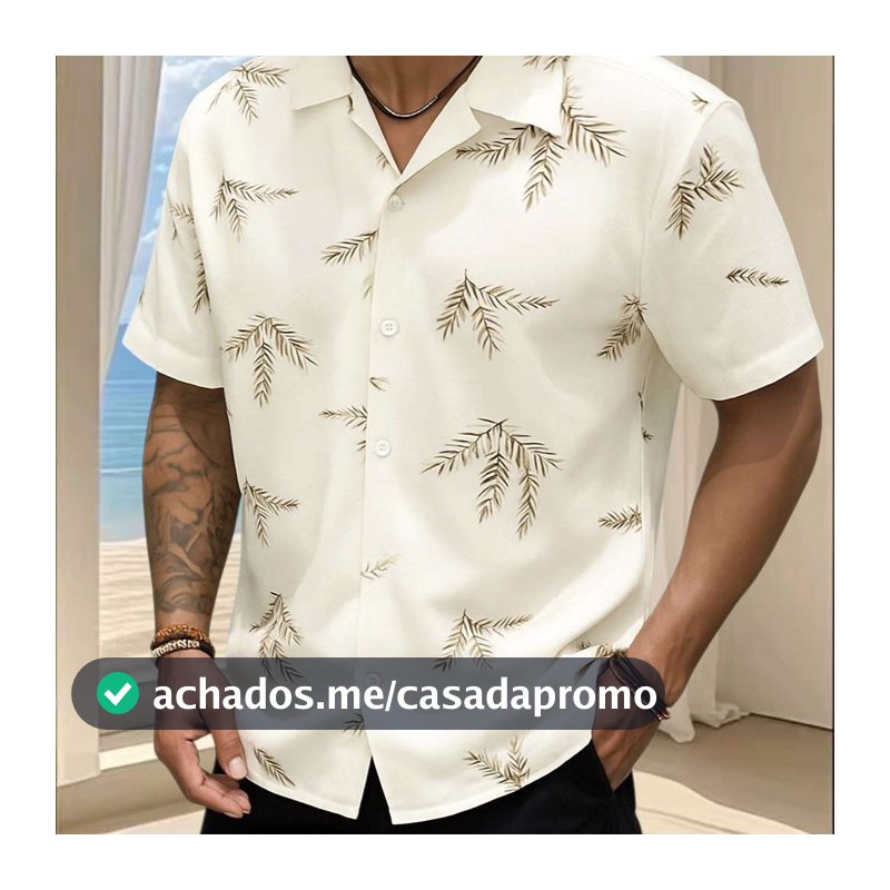 LOJA KRYSTAL floral camisa havaiana praia verão masculino manga curta de botão tecido viscose