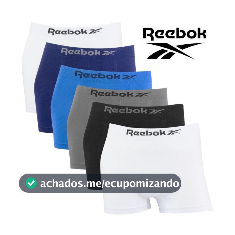 Kit 6 Cuecas Boxer Reebok Masculina Original Lisa Microfibra