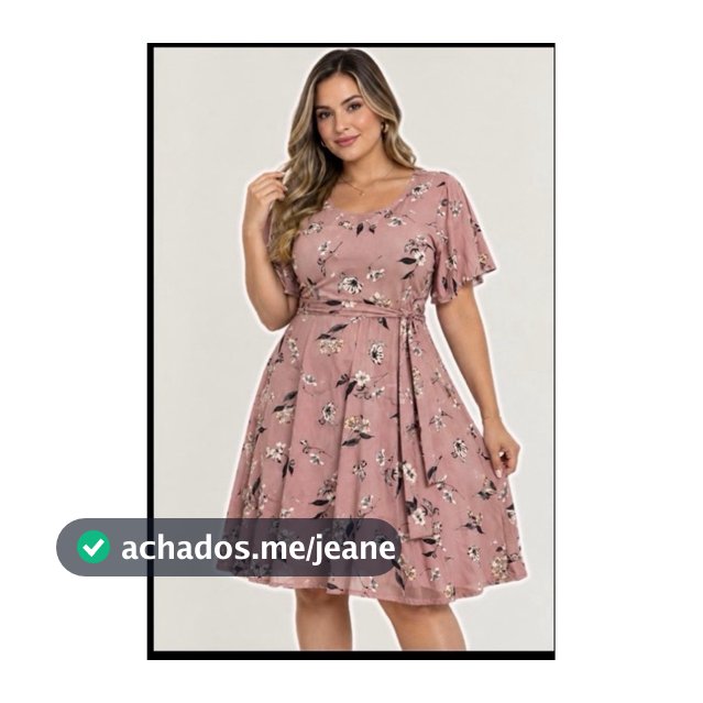 Vestido rodado Plus Size manga fler  com a faixa  tecido Suplex Digital 44/46/48/50/52 g gg g1 g2