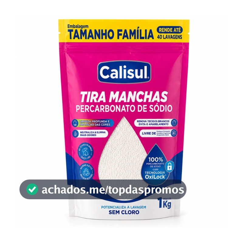 Percarbonato de Sódio Calisul Puro Granulado Removedor de Manchas para Roupas Brancas e Coloridas