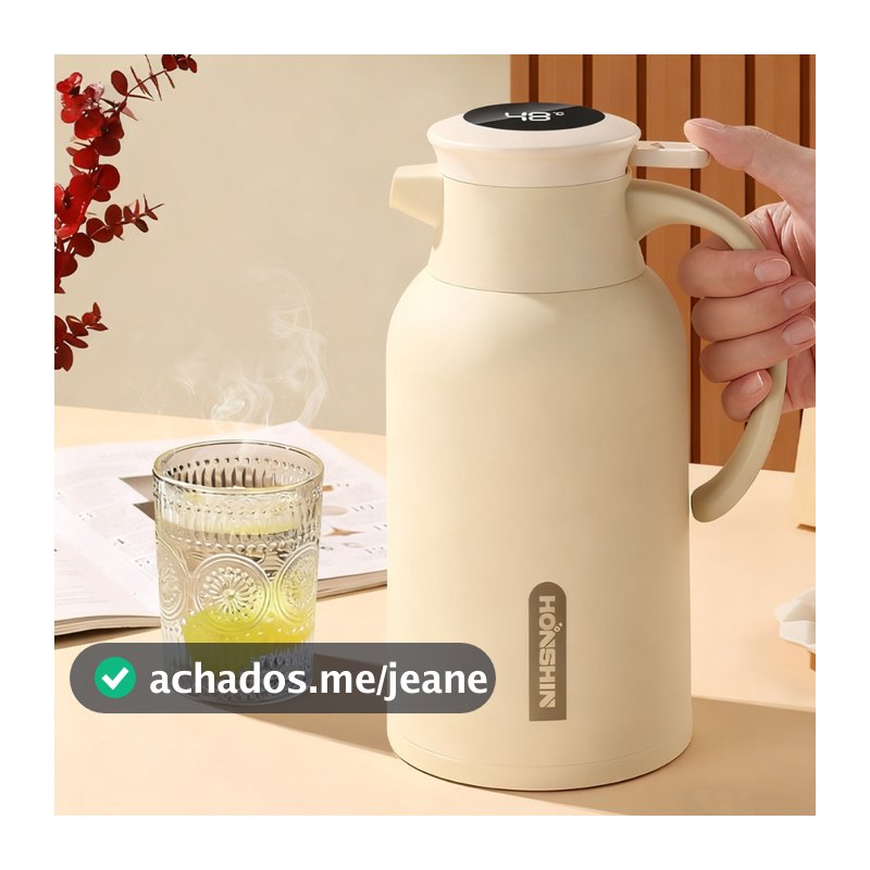 Garrafa Térmica Inteligente 1L com Display Digital de Temperatura，Controle Exato e Isolamento a Vácuo para Bebidas