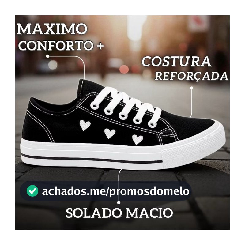 Tênis casual Feminino Coração Leve e Confortável Dia dia