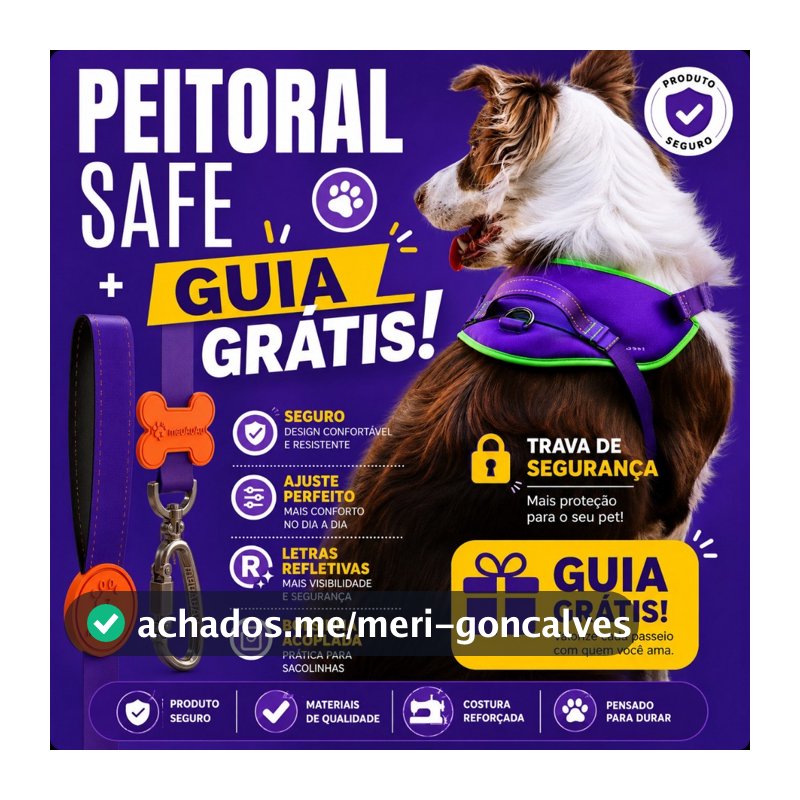 Peitoral meuAuAu 3 em 1: Peitoral + Guia GRÁTIS + Cata Caca Mais Disciplina para Seu Cão!