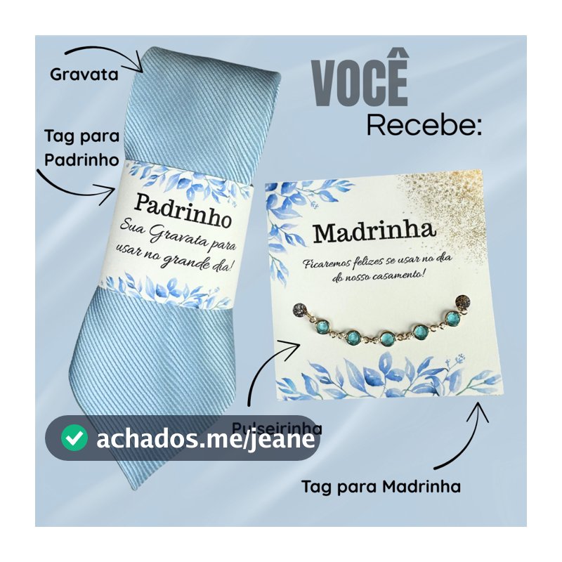 KIT CONVITE  PADRINHOS  MADRINHAS GRAVATA SLIM   PULSEIRA FOLHEADA A OURO