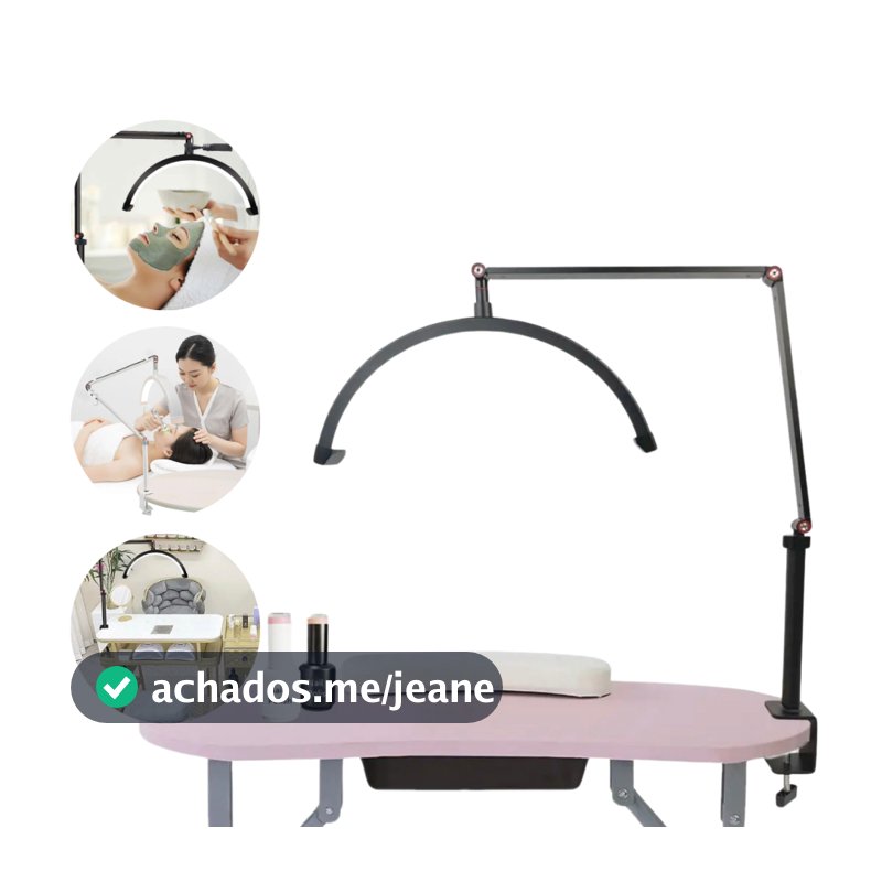 Luminária Arco Meia Lua Articulada Estética e Manicure com garra de Mesa