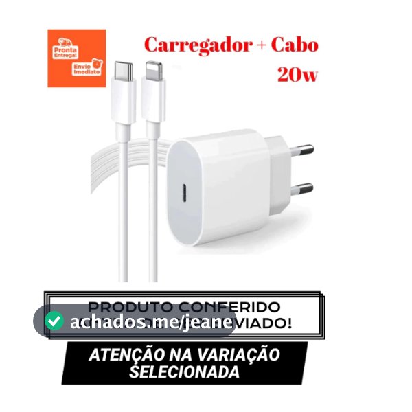Carregador Fonte Turbo Lightning Ou Tip-c com Cabo Ou Solto Carregamento Rápido 1m PD 20w - Promoção