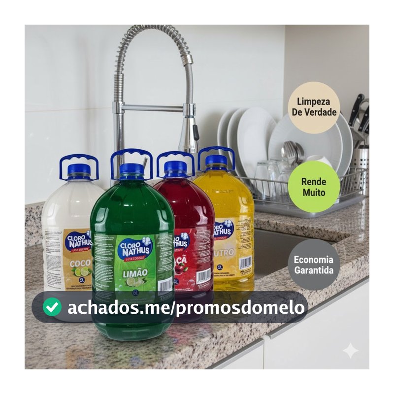Detergente Lava Louças 5L 💧 Alto Poder De Limpeza | Rende Muito + Brilho Impecável