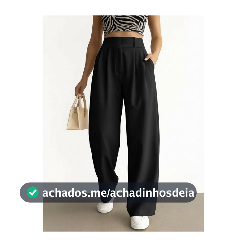 1452 Calça Feminina, Cintura Alta, Elegante, Despojada, Social, Casual, fechamento colchete.
