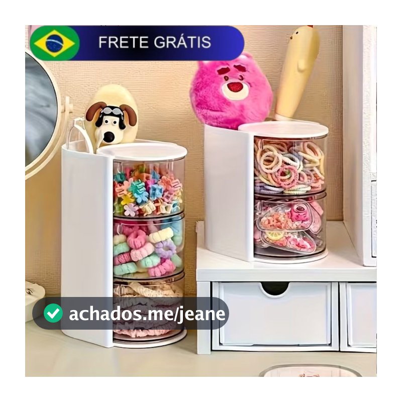 Organizador Multifuncional de Maquiagem Giratório 3 Andares para Pincéis e Joias