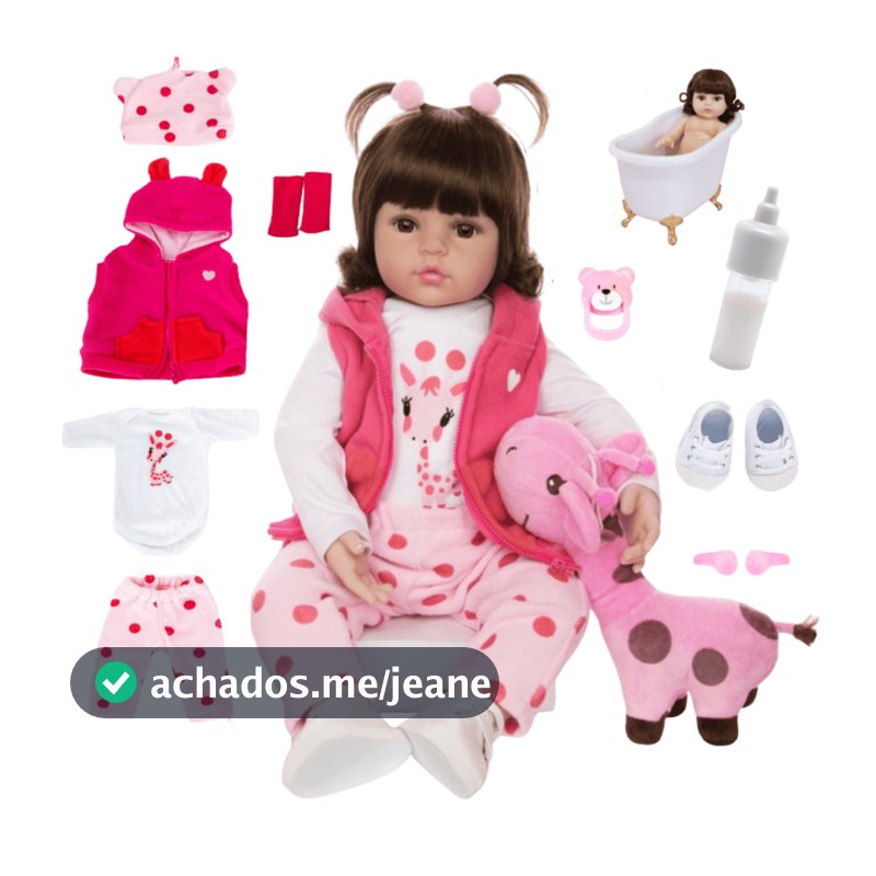 Boneca Bebê Reborn Girafinha Luxo Nova Realista Pode Dar Banho Envio Imediato
