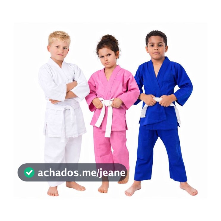 Kimono Infantil Reforçado Jiu-Jitsu Judô Unissex + Faixa Branca Grátis (M00 ao M3)