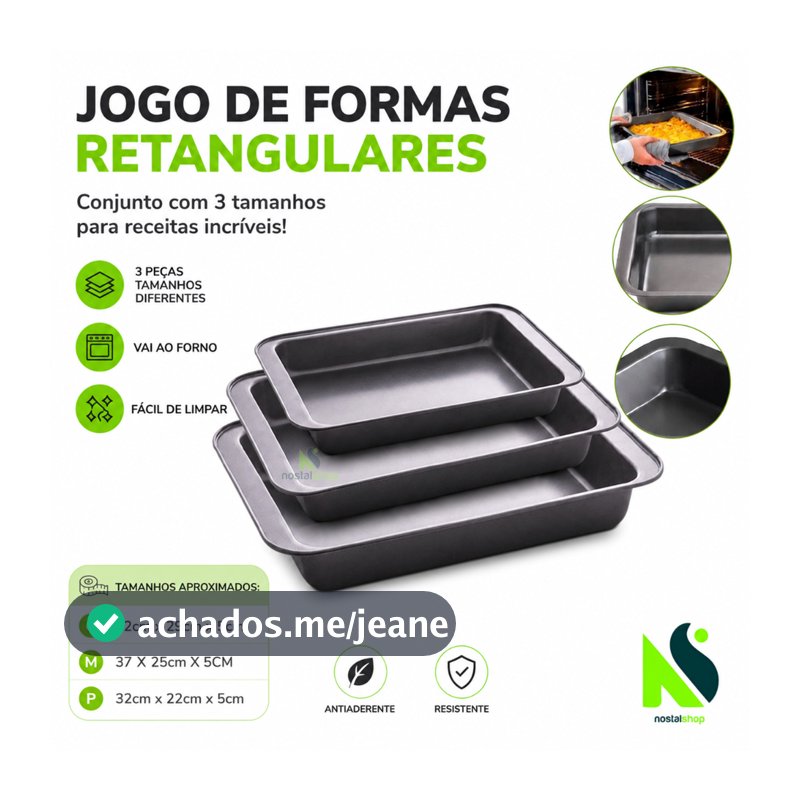 Jogo de Formas Retangular Forma de bolo Lasanha Forma pizza Forma antiaderente Kit formas utensilios