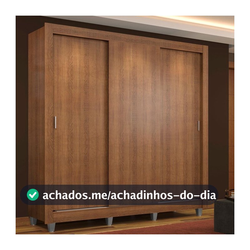 Guarda Roupa Casal Madesa Mônaco 3 Portas de Correr com Pés - Rustic