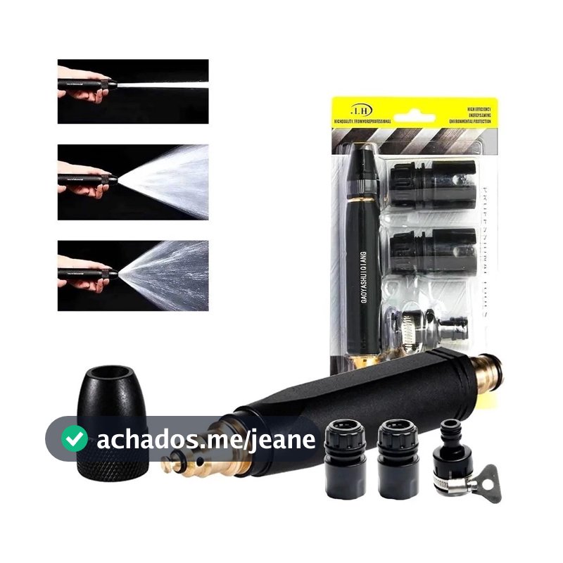 Kit 3 em 1 Bico Alta Pressão Para Mangueira + Conector Top