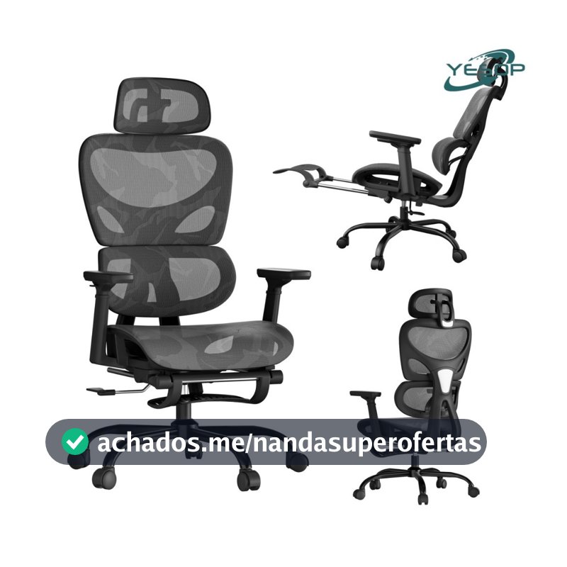 YESOP Cadeira De Escritório Ergonômica Com Apoio Lombar E De Pernas Assento Zero Gravity Cor Preto