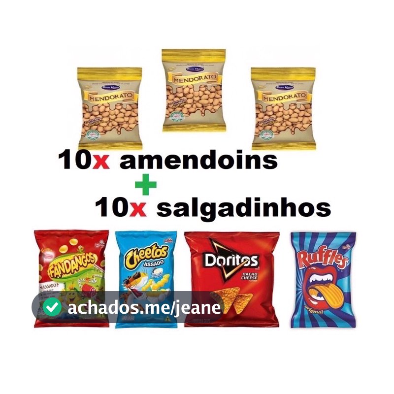 Kit 20x pacotes 10x amendoim 10x salgadinho