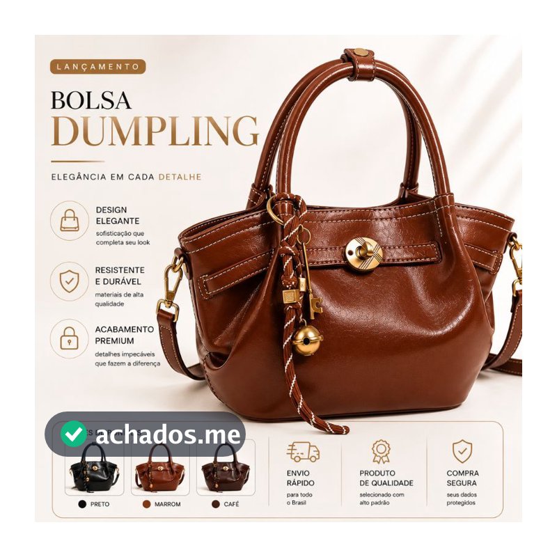 Bolsa Dumpling Premium Feminina Luxo Elegante Tiracolo Moderna Acabamento Sofisticado