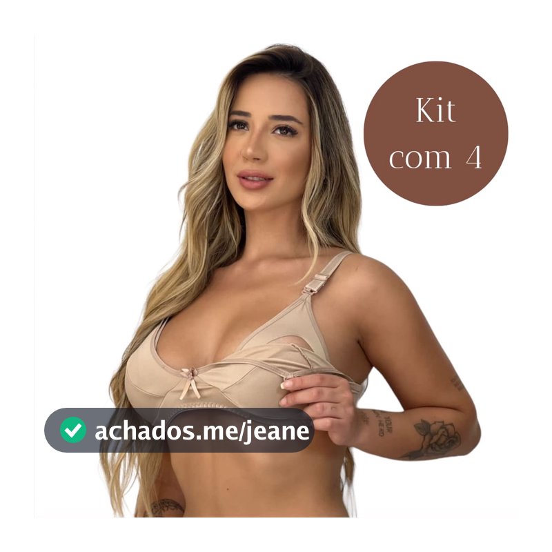 kit 4 Sutiã Para Amamentação em Microfibra de Poliéster pós parto maternidade tic tac