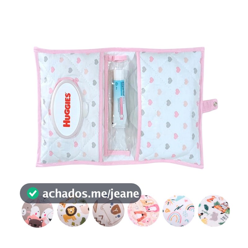 Porta Fralda Lenço Umedecido Pomada Portátil Para Bebê Menina Menino