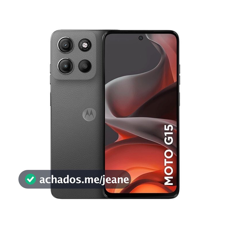 Cel Smartphone Motorola  G15 256GB - Grafite, 12GB Ram Boost, Câmera 50MP, Selfie 8MP e Tela 6,7"