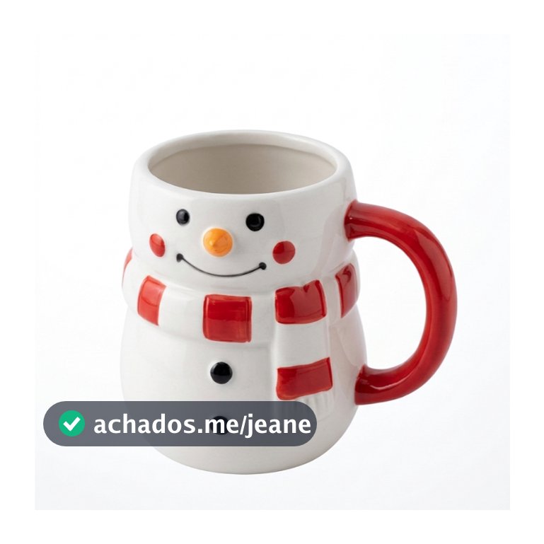 Caneca de Natal Boneco de Neve 3D Dolomita 330ml Decorativa Presente Natalino Festas