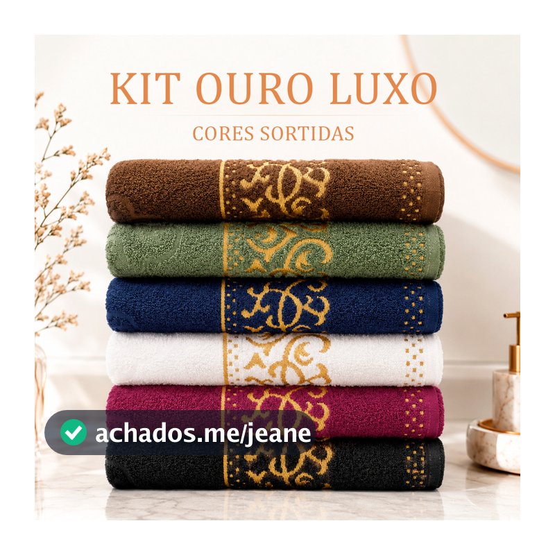 Kit Toalhas de Rosto 100% Algodão Atoalhada Cores Sortidas 45x70cm Coleção Ouro Bordada
