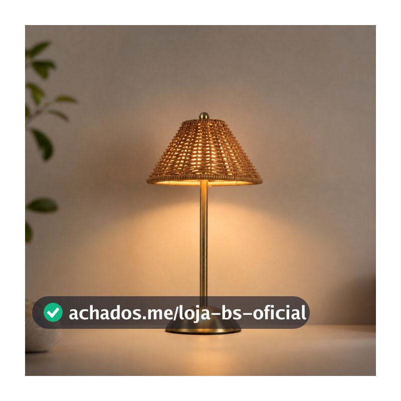 Abajur De Mesa Luminária Rattan Minimalista Usb Zenlart Sem Fio
