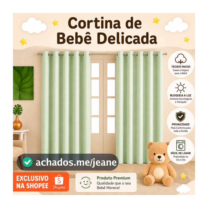 Cortina Infantil Delicada oxford • Cortina para Quarto de Bebê • Sala e Quarto