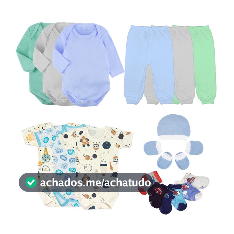 Kit Roupinha de Bebê 18 Peças Body e Mijão + Acessórios Bebê