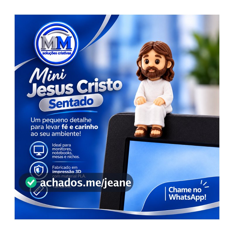Mini Jesus Cristo Sentado 3D  Estátua Decorativa Religiosa Enfeite Lembrancinha Católica