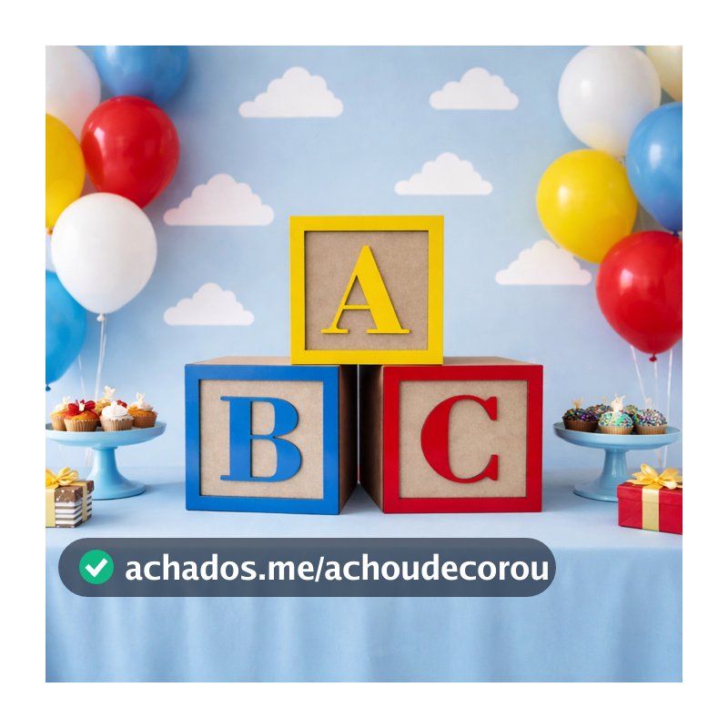 Kit 3 Cubos ABC Trio Colorido Para Decoração de Festas Ambientes Alfabetização Aniversário