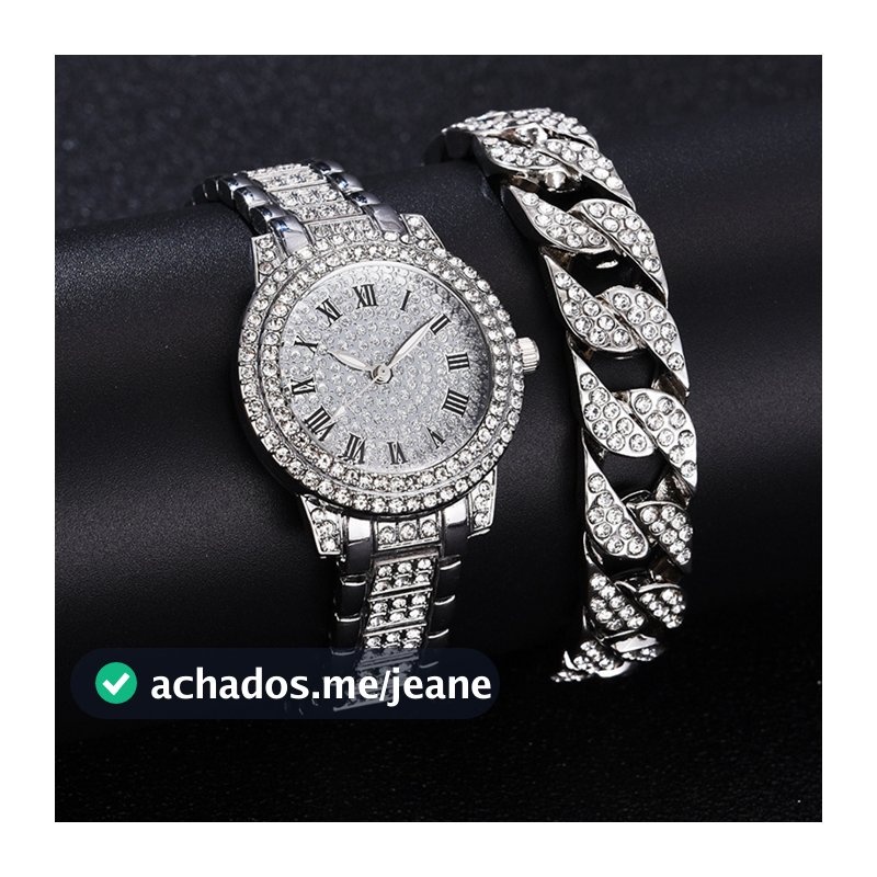 Novo Relógio Com Pulseira De Diamante Gelo Para Homens Quartzo