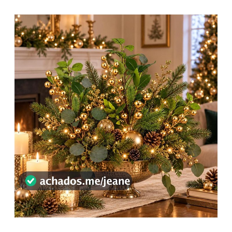 Galho Cerejinhas Douradas Diversos Modelos Luxo Decoração Natal
