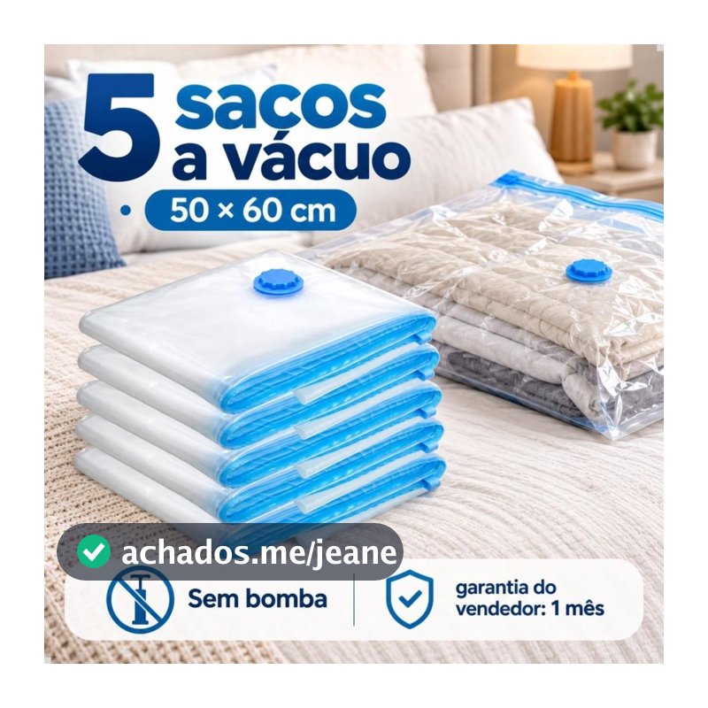 Kit 5 Saco a Vácuo 50x60 Sem Bomba