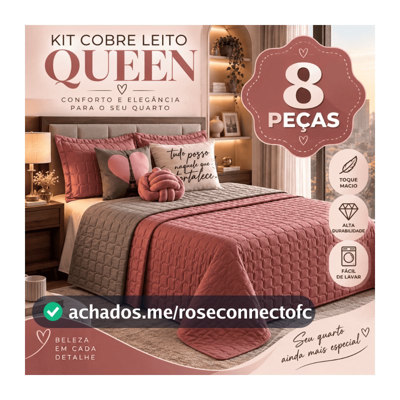 Kit Cobre Leito Dupla Face Paris Queen 08 Peças Original