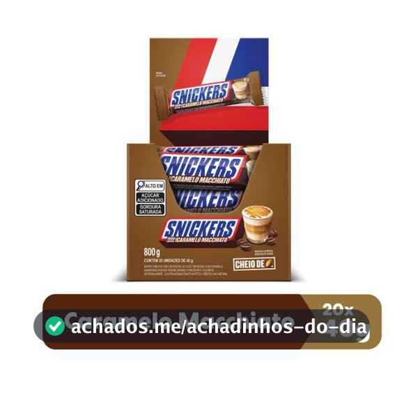 Chocolate Snickers Caramelo Macchiato 20 Unidades de 40g