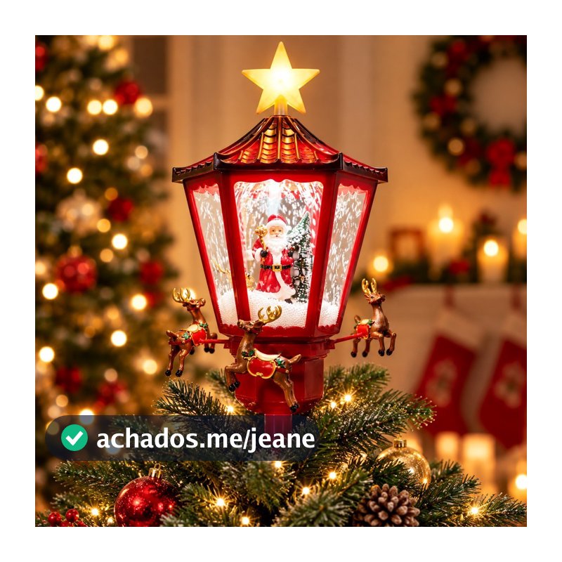 Ponteira Com Movimentos Para Árvore Natal Renas Noel Som Luz