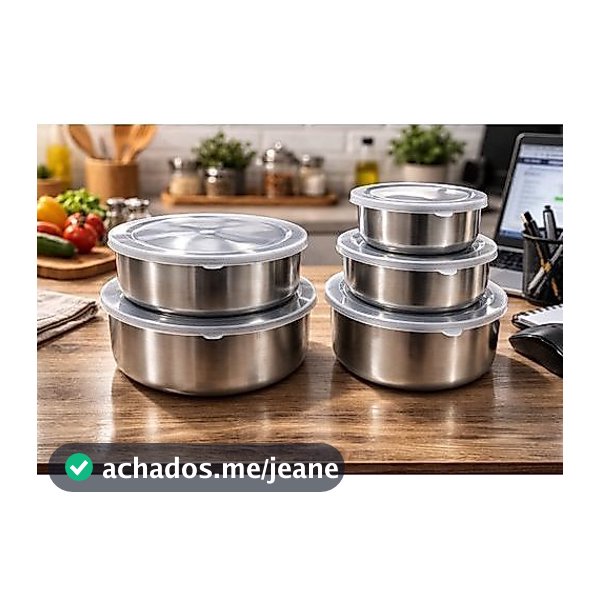 Kit 5 Potes Hermeticos Cocina Organizador Conservacao Alimentos Inox