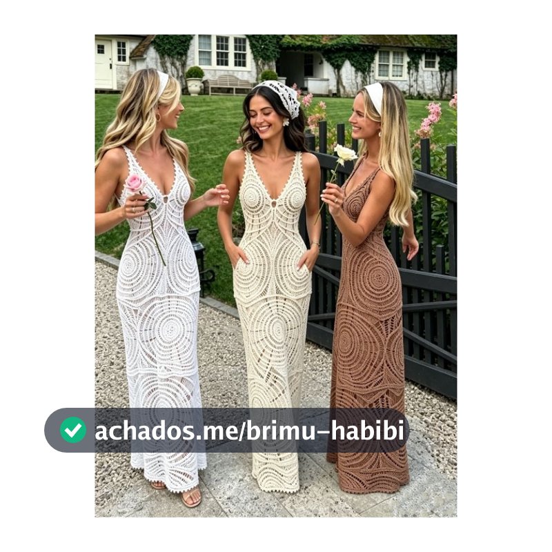 vestido Crochê longo com forrado  elegância para seu dias de Sol e versatilidade para qualquer ocasicão 39