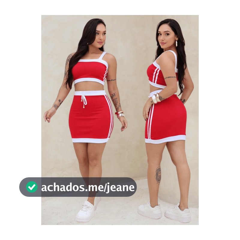 Conjunto Feminino Saia e Cropped com  Bojo Ribana Listras Laterais Look Casual Moda Blogueira