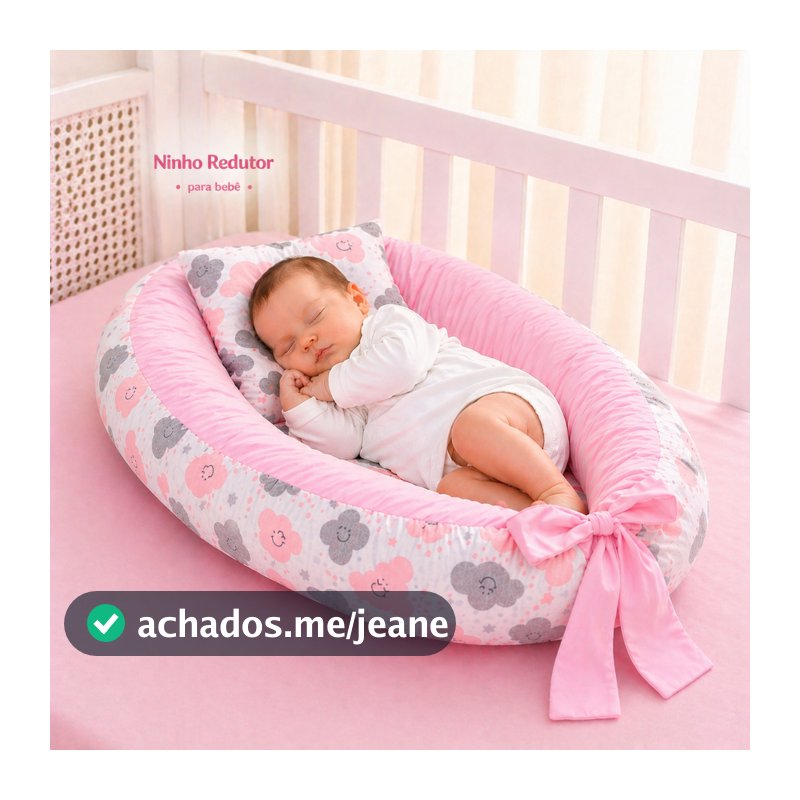 Ninho Redutor Berço Bebe 100% Micropercal + Almofada Anatômica Várias Estampas