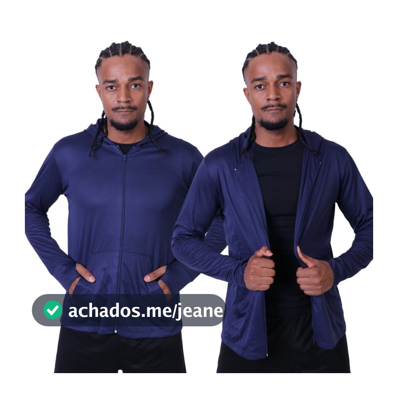 Jaqueta ACADEMIA DRY FIT masculina, capuz e bolso. Proteção UV. Treino e corrida