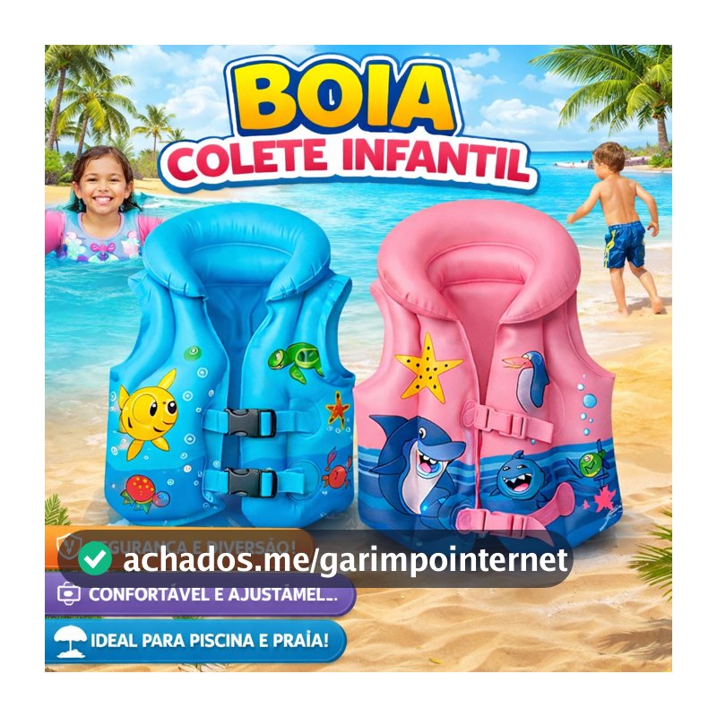 Boia Infantil Colete 3 Tamanhos Inflável Brinquedo Piscina Praia Lago