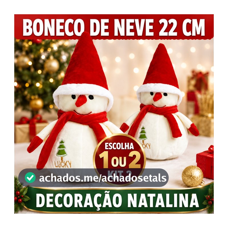 Bonecos de Neve Pelúcia 22cm Urso Enfeite Natal Decoração Presente Natalino Casa Árvore