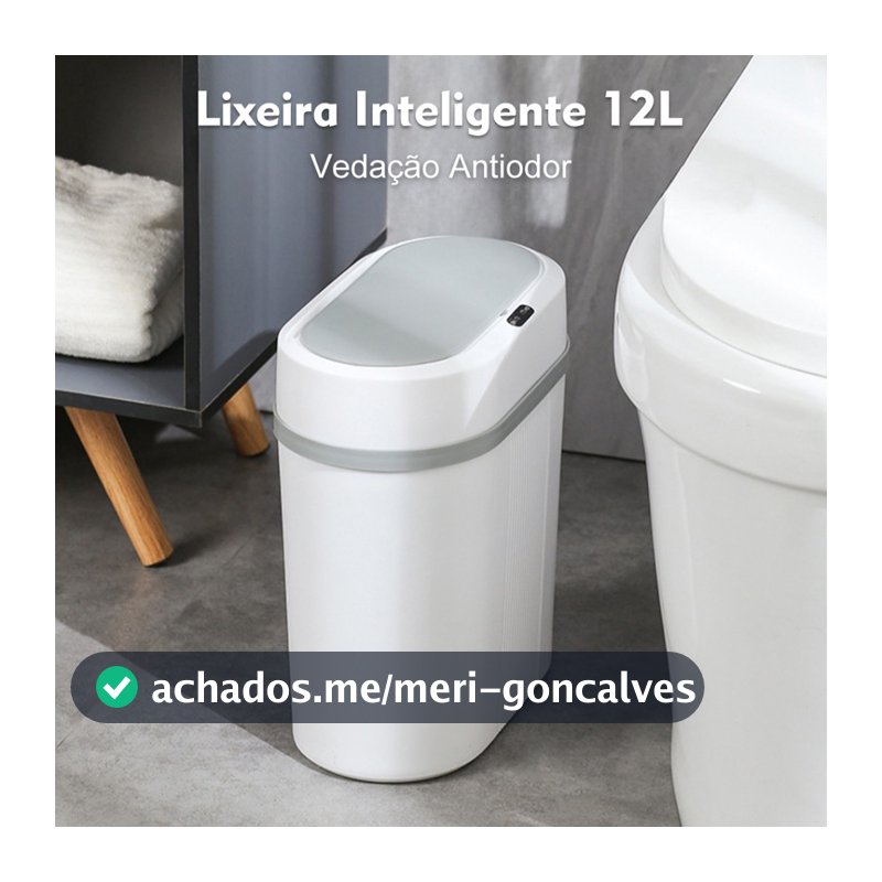 Lixeira Automática Knock 12L – Sem Toque, Sensor Infravermelho e Tampa para Cozinha, Banheiro, Escritório e Quarto